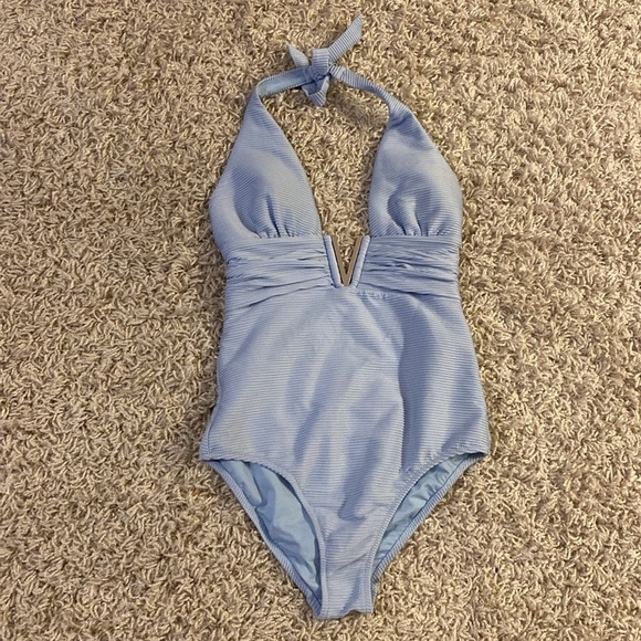 Heidi Klein Blue One Piece V Bar Swimsuit size M - Picture 5 of 9